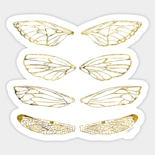 Insect Wings - Antique Gold - Butterfly, Moth, Cicada, and Dragonfly Sticker